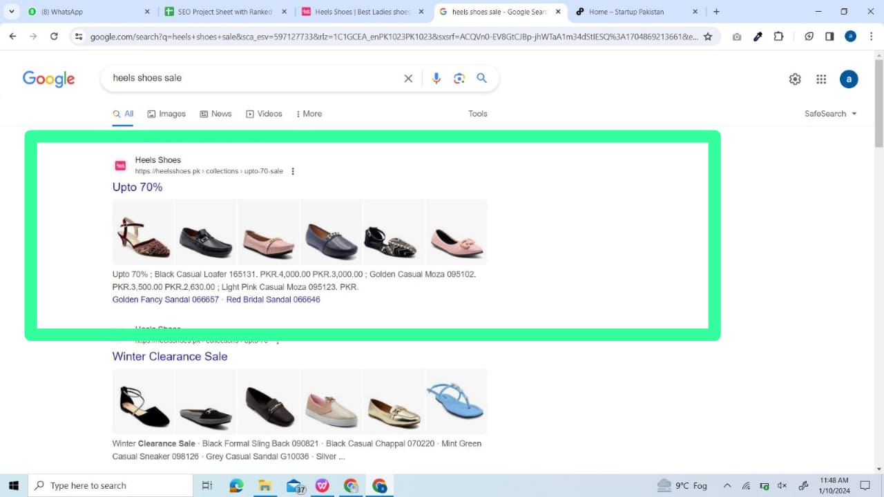 Ranked Keyword Heel Shoes-Zaman Marketing Institute SEO Portfolio